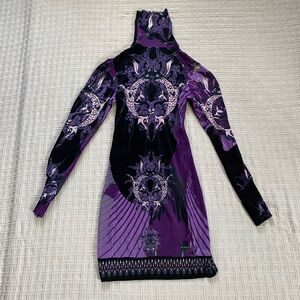 Custo Barcelona purple Y2K graphic dress.